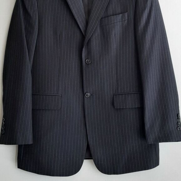 CHAPS 100% Wool Pinstripe Blazer Jacket Navy Blue Men's Sz 38 R - Picture 3 of 15
